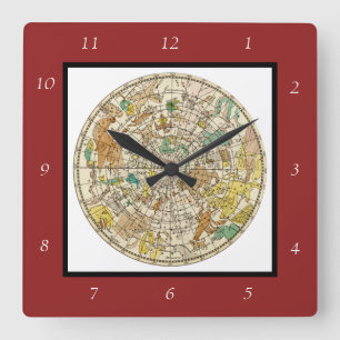 Reloj Cuadrado Gráfico y mapa de constelaciones de estrellas del 