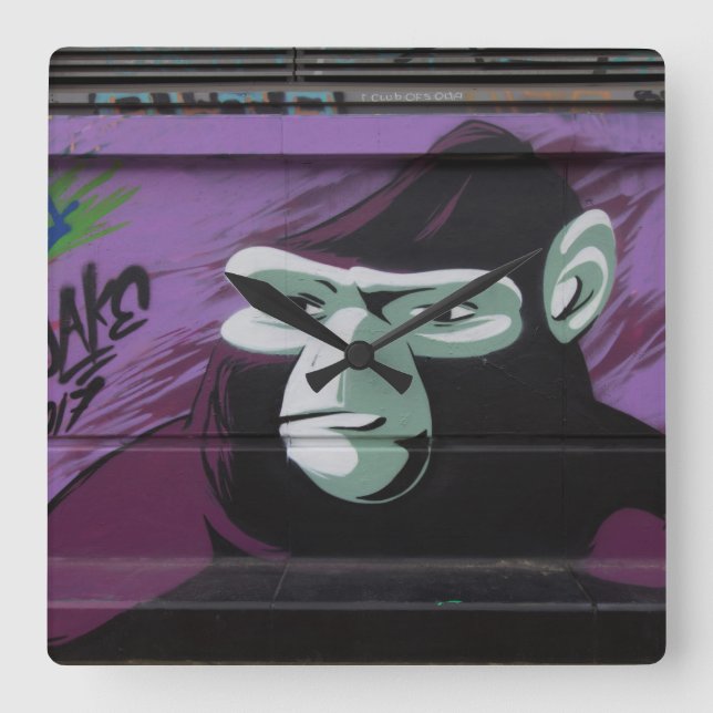 Reloj Cuadrado Grafiti de mono (Anverso)