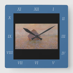 Reloj Cuadrado Grainstack de Claude Monet, Sun in the Mist (1891)