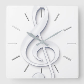 Reloj Cuadrado gran aroma de música blanco