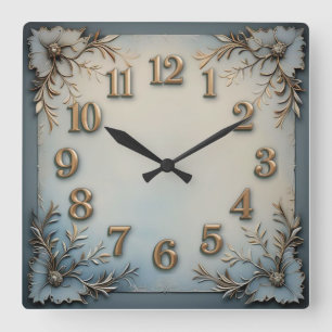 Reloj Cuadrado Gran Decoración Azul 