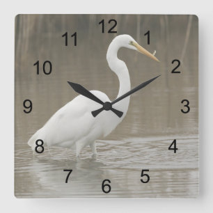 Reloj Cuadrado Gran Egret Blanco