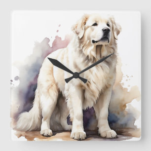 RELOJ CUADRADO GRAN FLUFIA BLANCA GRANDES PIRINEOS PERRO