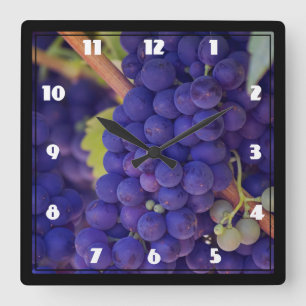 Reloj Cuadrado Gran manada de uvas jugosas púrpura