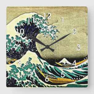 Reloj Cuadrado Gran ola de Kanagawa