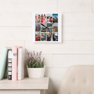 Reloj Cuadrado Grandparents 12 Photo Memory Collage Template