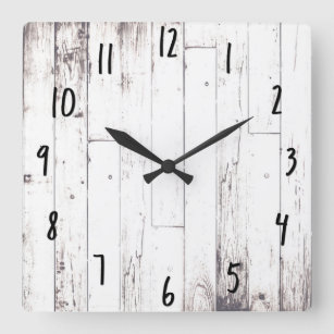 Reloj Cuadrado Granero rústico de madera blanco elegante