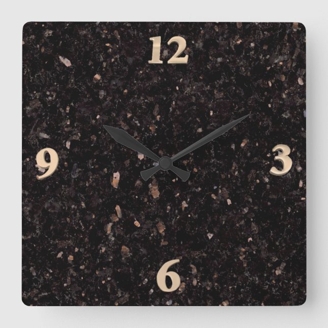 Reloj Cuadrado Granito negro (Anverso)