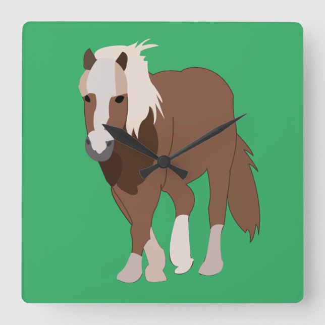 Reloj Cuadrado Granja de animales de caballo (Anverso)