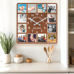 Reloj Cuadrado Granja de madera de roble rústico 12 Collages de f<br><div class="desc">Rústico Oak Barn Wood Farmhouse 12 Collages de fotos Square Wall Clock. Grande y rústico granero blanco de madera vintage personalizado nombre familiar del año reloj de decoración de pared establecido. La perfecta plancha de madera rústica para cualquier casa o cocina.</div>