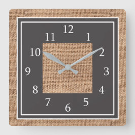 Reloj Cuadrado Granja rústica de Burlap
