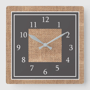 Reloj Cuadrado Granja rústica de Burlap