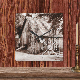 Reloj Cuadrado Granja Vida Antigua Barn