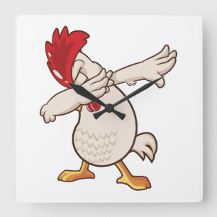 Reloj Cuadrado Granjero de pollo haciendo Dab haciendo baile Dab