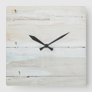 Reloj Cuadrado Granos blancos de madera blanca de madera blanca