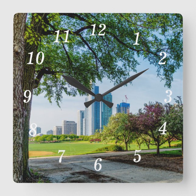 Reloj Cuadrado Grant Park Morning Walk Wall Clock (Anverso)