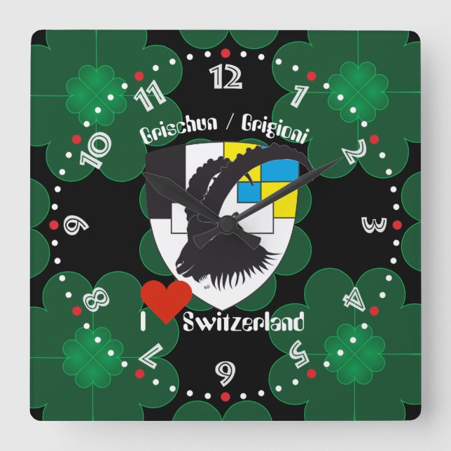 Reloj Cuadrado Graubünden Grischun Grigioni Schweiz Svizra Uhr (Anverso)