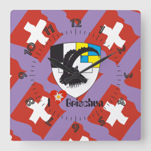 Reloj Cuadrado Graubünden Grischun Grigioni Schweiz Svizra Uhr