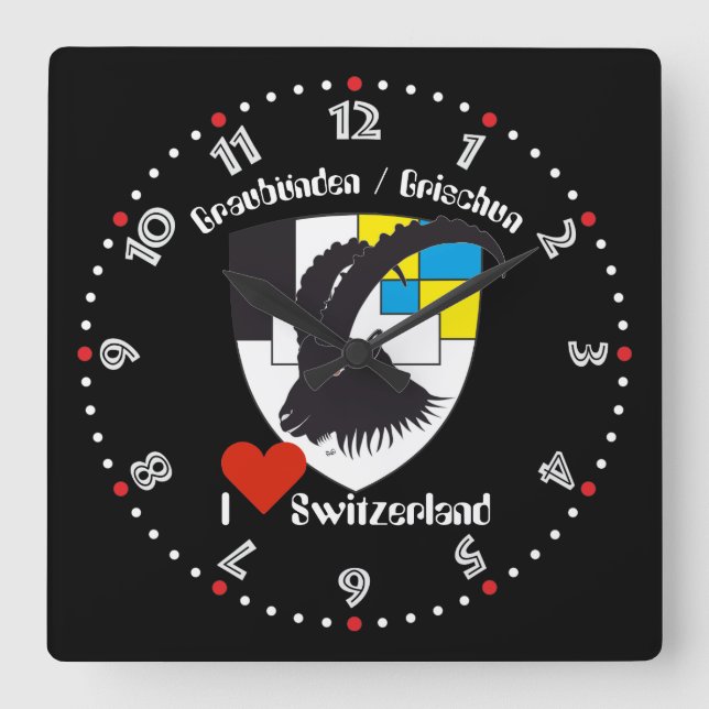 Reloj Cuadrado Graubünden Grischun Grigoni Schweiz Svizra Uhr (Anverso)