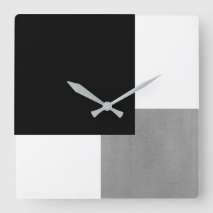 Reloj Cuadrado Gray Black and White Geometric