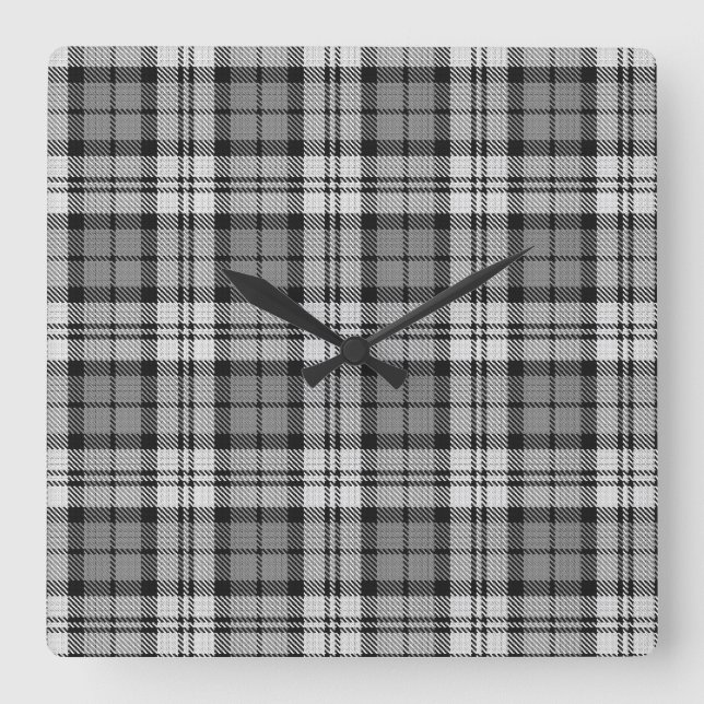 Reloj Cuadrado Gray Blackwatch Tartan Plaid Design (Anverso)