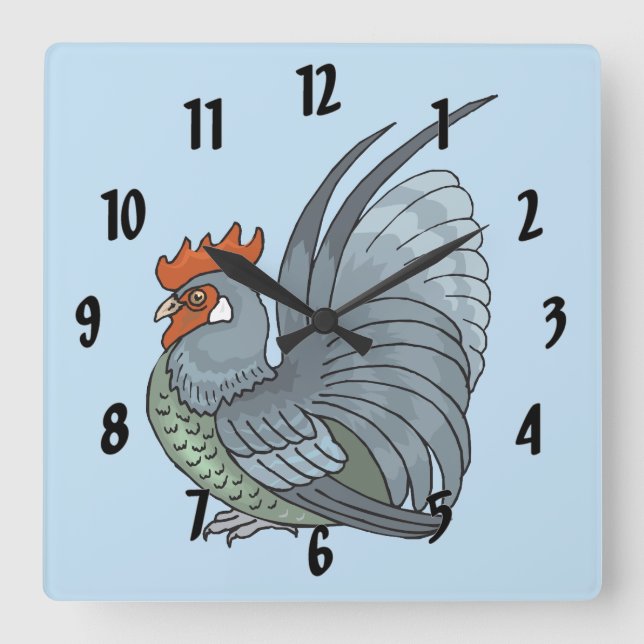 Reloj Cuadrado Gray Country Rooster (Anverso)