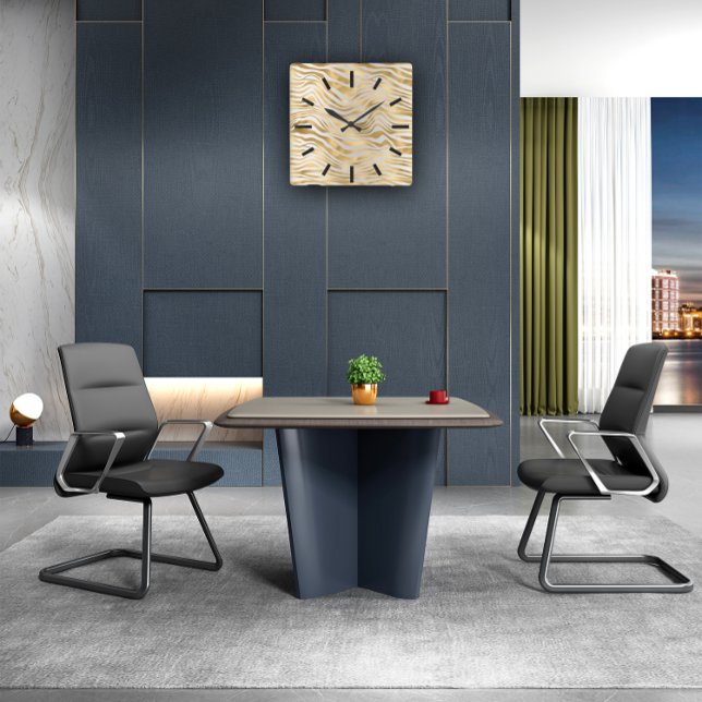 Reloj Cuadrado Gray Gold Sepia Animal Tiger Black Resumen (Gray Gold Sepia Animal Tiger Black Abstract Square Wall Clock)