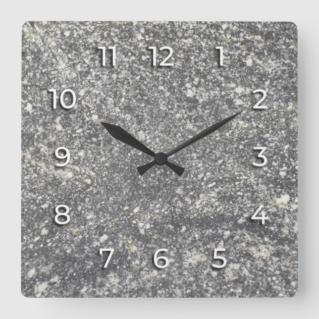 Reloj Cuadrado Gray granite interspersed with white elements. (Anverso)