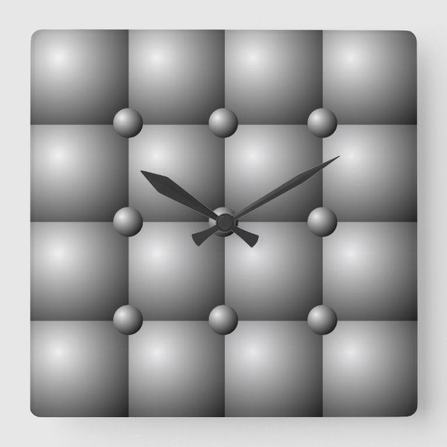 Reloj Cuadrado Gray Padded Cushion Effect Wall Clock (Anverso)