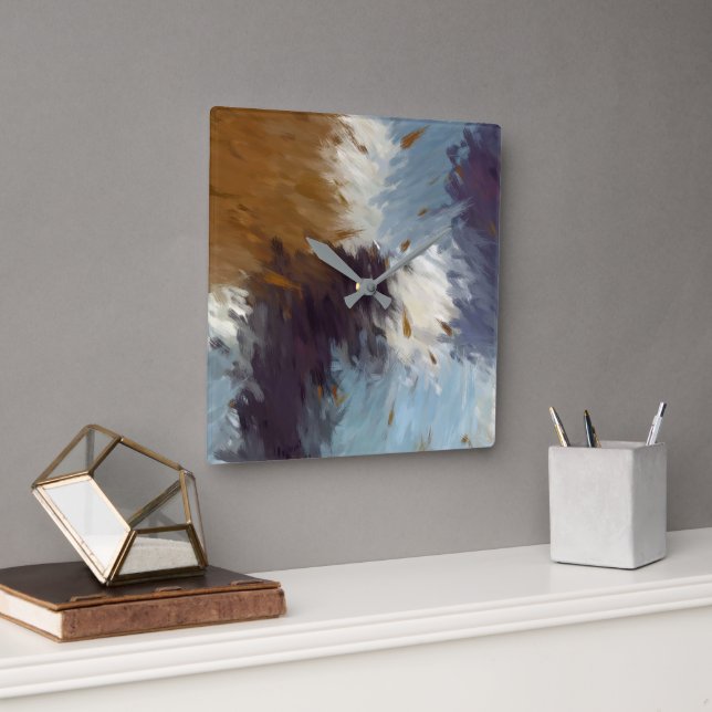 Reloj Cuadrado Gray Taupe White Abstract Wall Clock (Oficina)