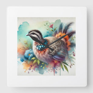 Reloj Cuadrado Great tinamou 080724AREF117 - Watercolor