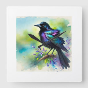 Reloj Cuadrado Greattailed Grackle 290924AREF148 - Watercolor