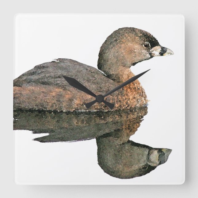 Reloj Cuadrado Grebe Bird Wall Clock (Anverso)