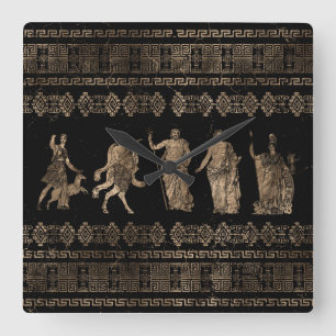 Reloj Cuadrado Greek Deities and Meander key ornament