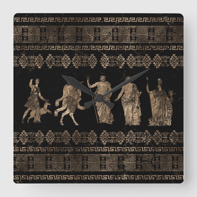 Reloj Cuadrado Greek Deities  and Meander key ornament (Anverso)