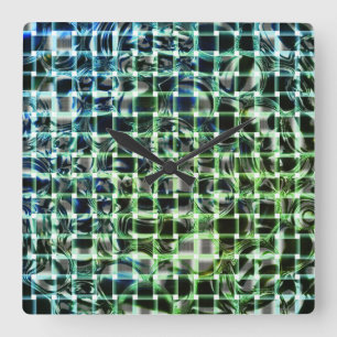 Reloj Cuadrado Green bubble or ball under greenish crossed stripe
