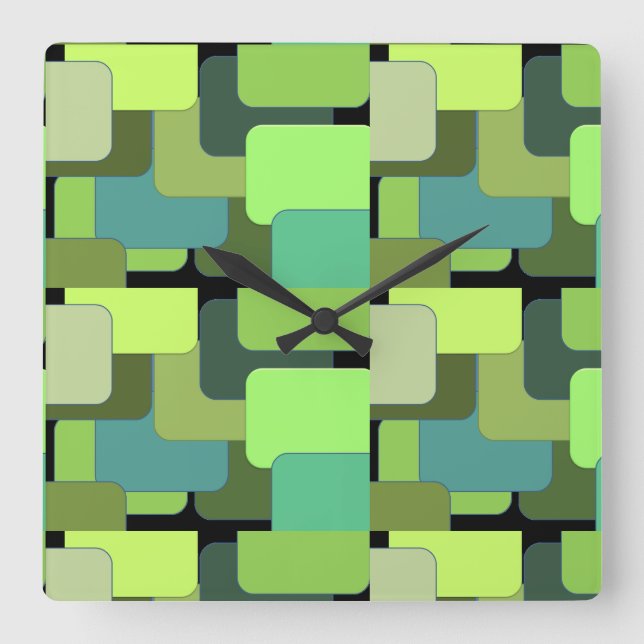 Reloj Cuadrado Green Emerald Lime Jade Modern Abstract (Anverso)