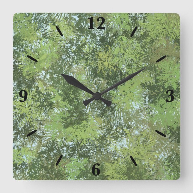 Reloj Cuadrado Green Leaf Trees With Blue Sky Peaking Through Art (Anverso)