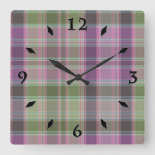 Reloj Cuadrado Green, lilac classic tartan. napkins