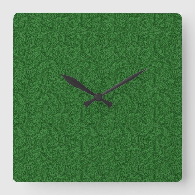 Reloj Cuadrado Green Paisley (Anverso)