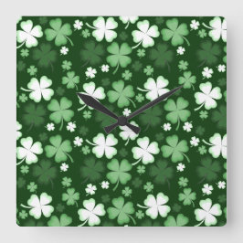 Reloj Cuadrado Green Shamrock, Día de San Patricio