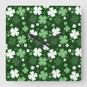 Reloj Cuadrado Green Shamrock, Día de San Patricio