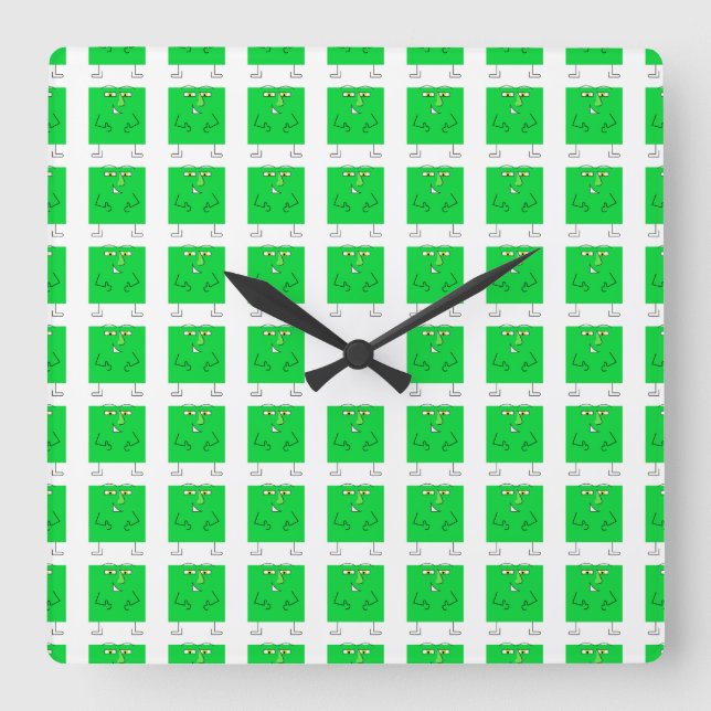 Reloj Cuadrado Green Square Guy (Anverso)