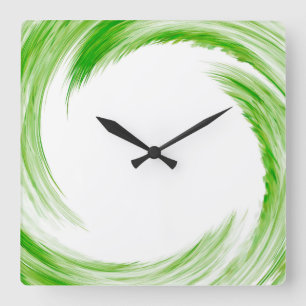 Reloj Cuadrado Green Swirl Abstract Art #2