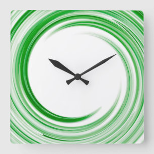 Reloj Cuadrado Green Swirl Abstract Art #3