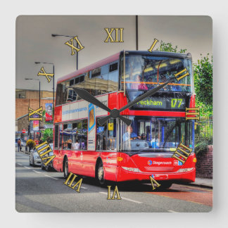 Reloj Cuadrado Greenwich a Peckham Doubledecker Bus Scene