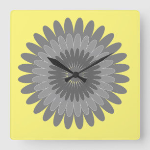 Reloj Cuadrado grey and yellow print,