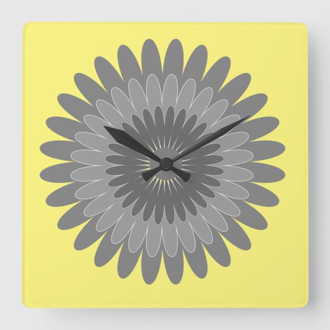 Reloj Cuadrado grey and yellow print, (Anverso)