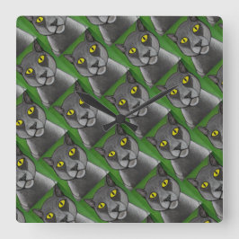 Reloj Cuadrado Grey Cat Wall Clock