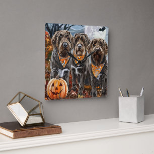 Reloj Cuadrado Griffon de caza de pelo duro Halloween espeluznant